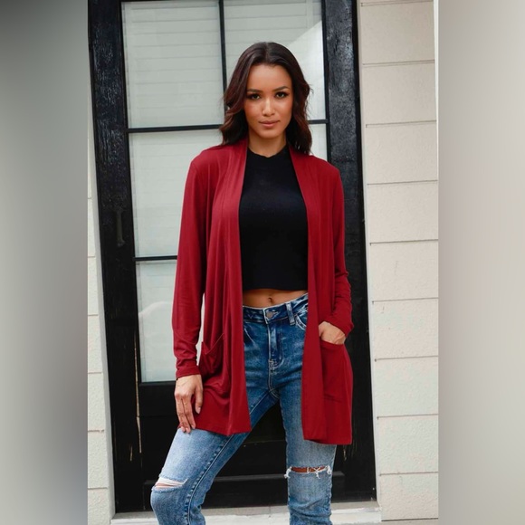 Basic Bae Full Size Open Front Long Sleeve Cardigan with Pockets - Picture 10 of 15